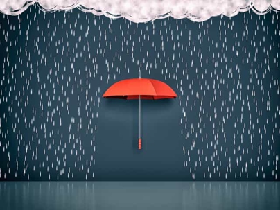 Red umbrella in brainstorm
